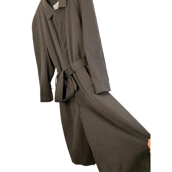 Rare Vintage Y2K Bill Blass Mens Trench Coat 48R Wool Single Breast Zip Away - Picture 4 of 16